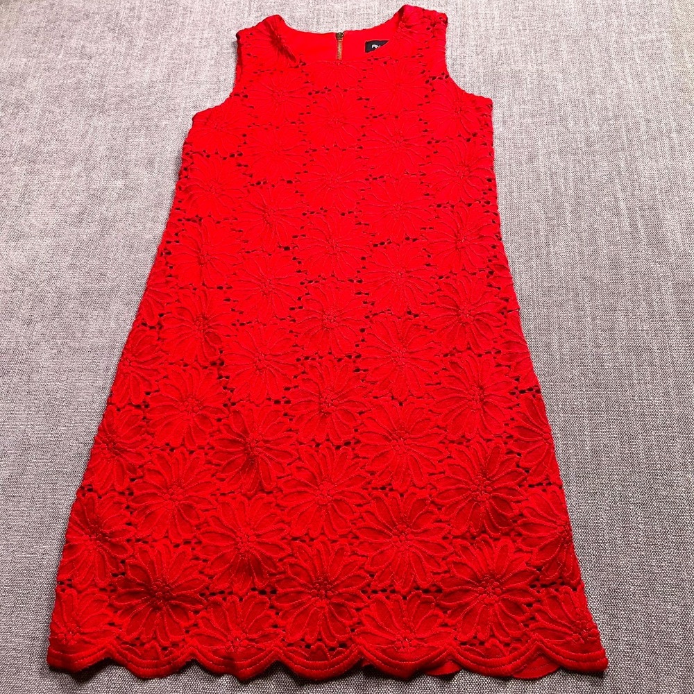 Rn Studio By Ronni Nicole Red Floral Embroidered Shift Dress Womens 6 Sleeveless